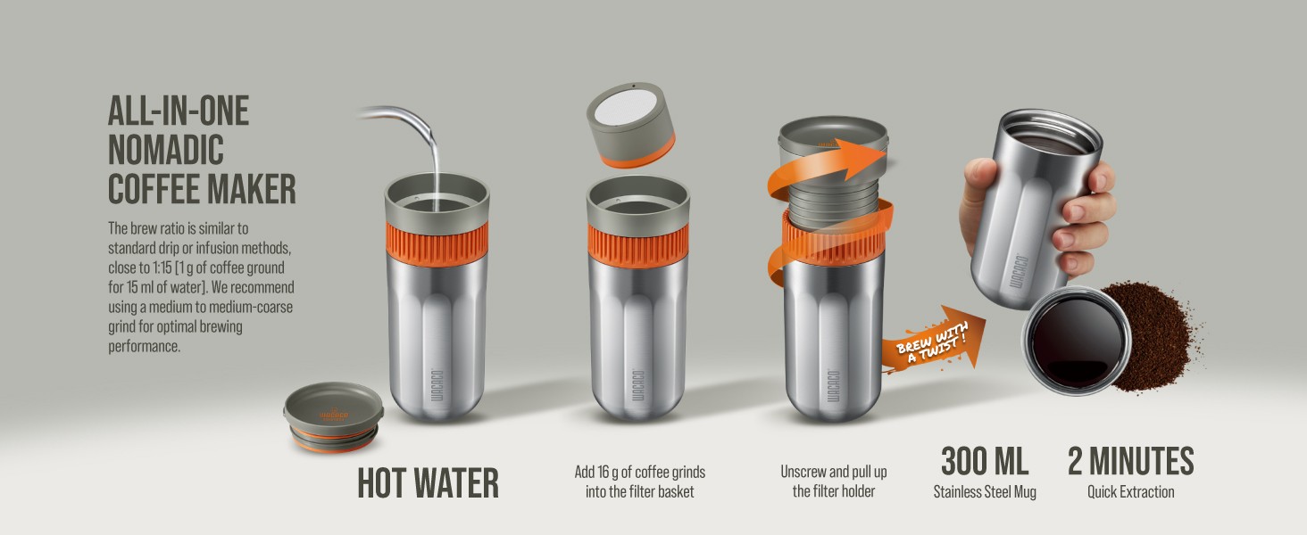 Pipoka Portable Coffee Maker, Coffee brewer, All-in-one Vacuum
