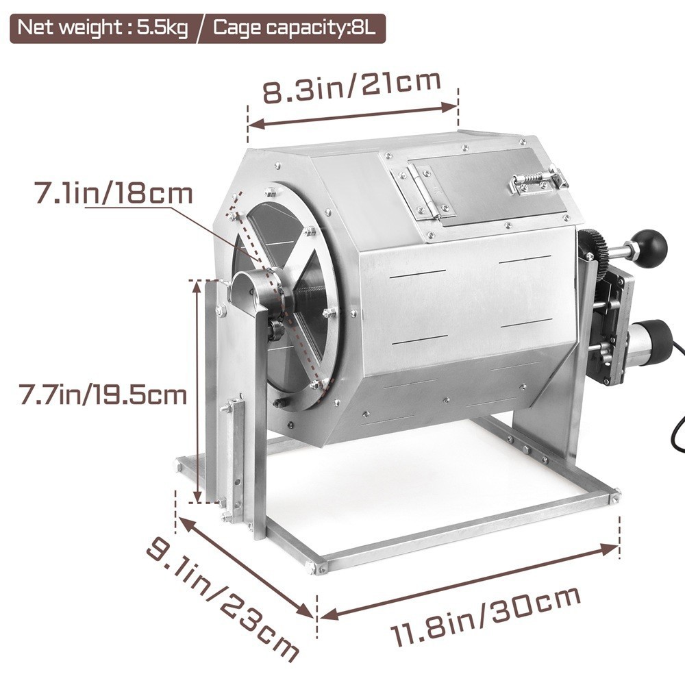 8L Electric Coffee Beans Roasting Baking Machine Gas Burner Drum Type 110V/220V