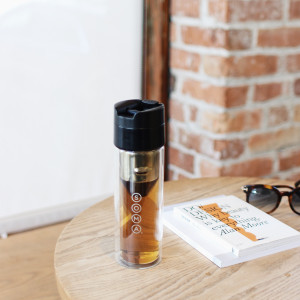 SOMA Double Wall Glass Tea and Coffee Cold Brew Bottle, Bla, 12oz (SM18501K)