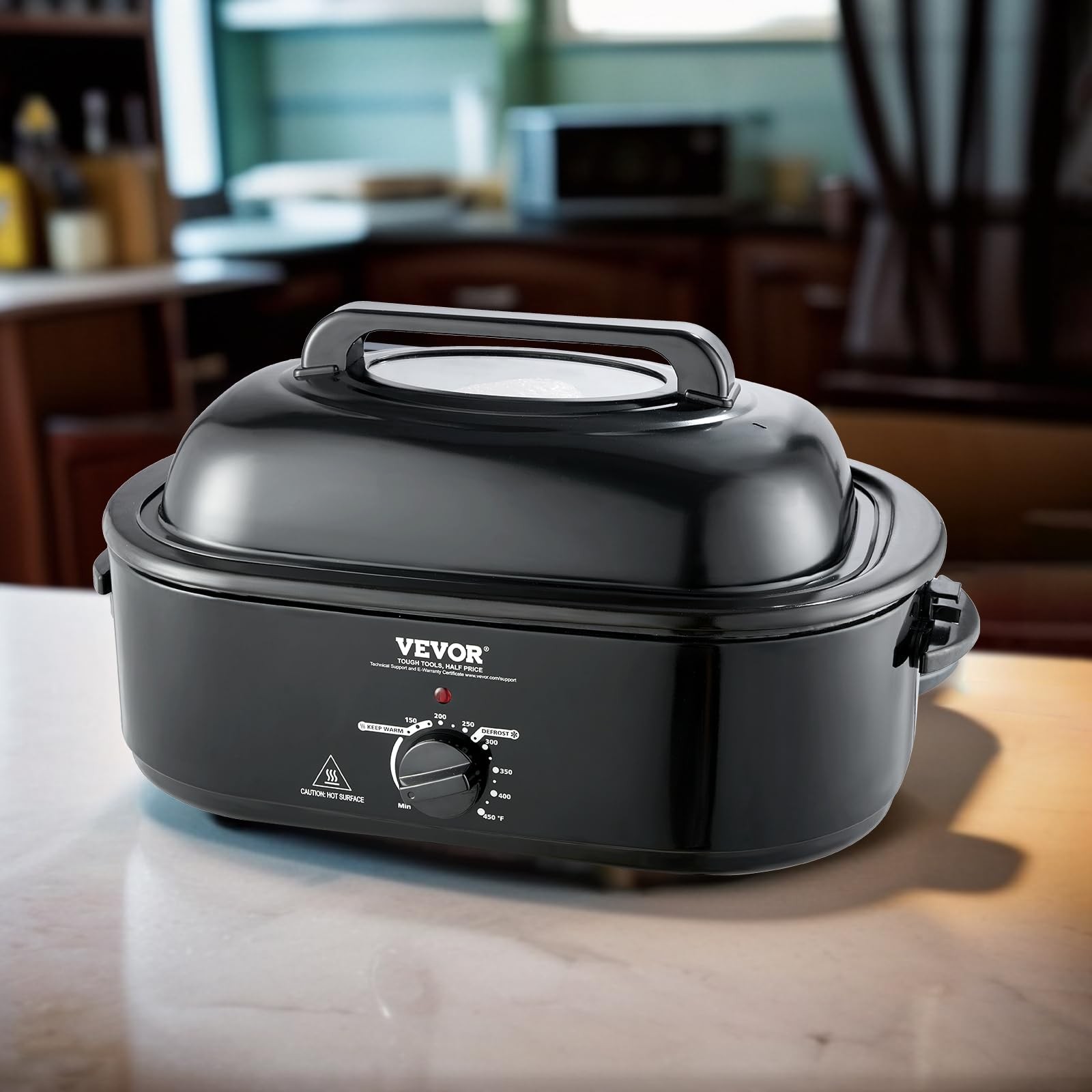 Vevor Electric Roaster Oven 20 Qt Turkey Roaster Self-Basting Lid 1450W Roaster
