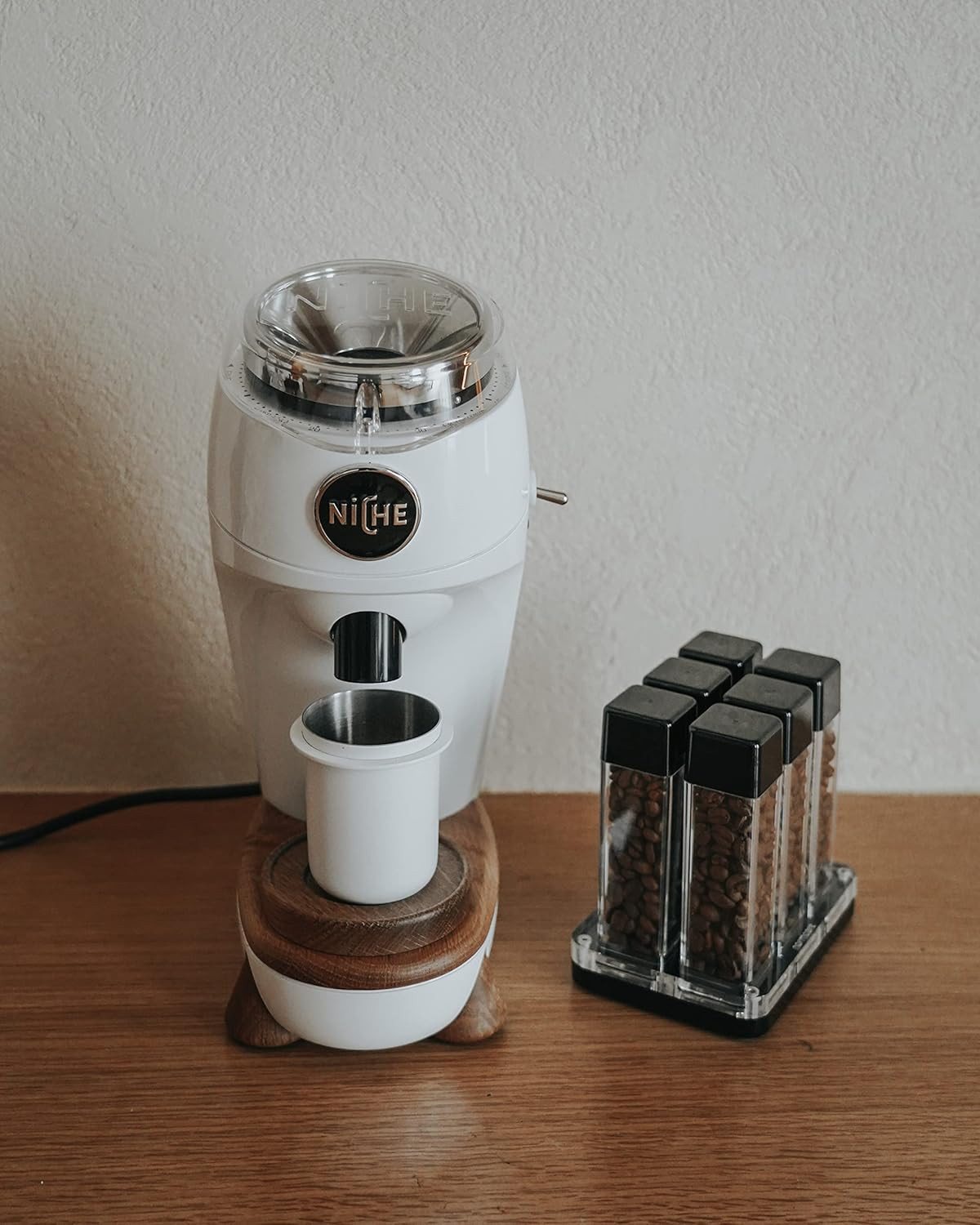 6 Tubes Coffee Bean Cellars with Stand & Hopper – Single Dose Coffee Bean Vaults