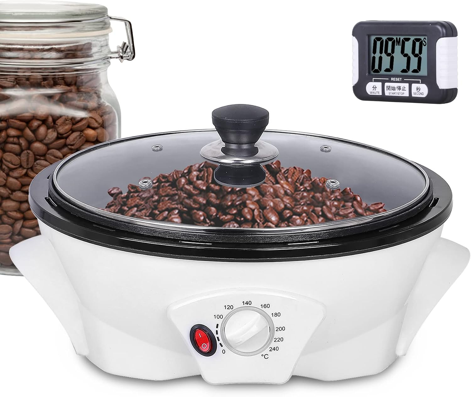 JIAWANSHUN Electric Coffee Bean Roaster Machine for Home Use,1.1Lb Capacity | wi