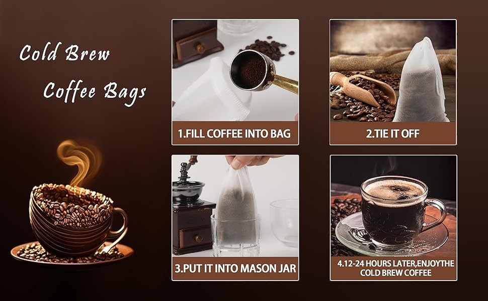 100pcs Cold Brew Coffee Bags, 6” x 8” No M Disposable Bags