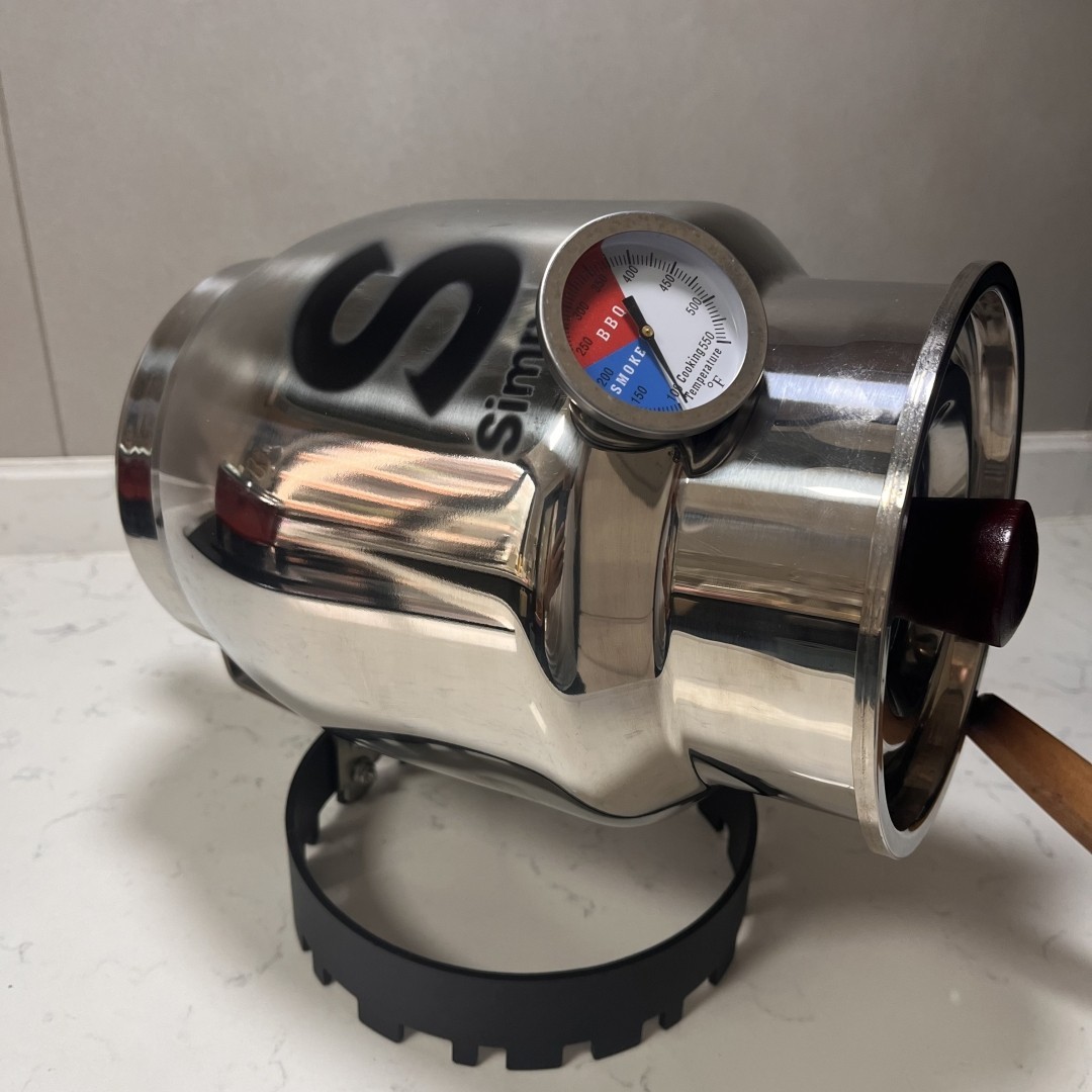 Hand-Crank Rotating Stainless Steel Coffee Bean Roaster with Thermometer