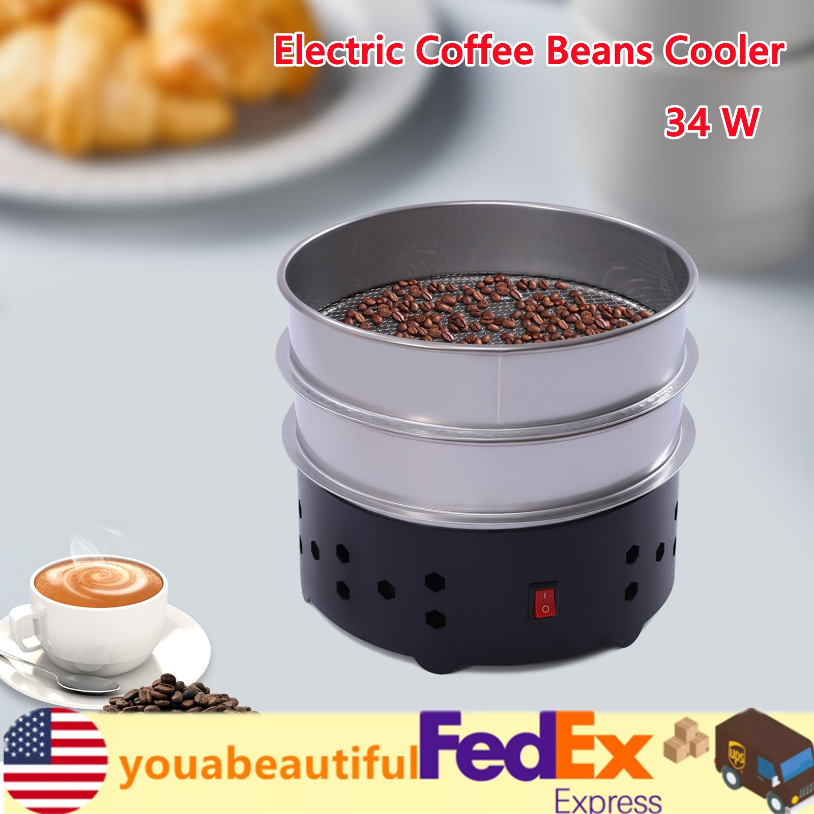Electric Coffee Bean Cooler Coffee Bean Cooling Machine & Stainless Steel Mesh