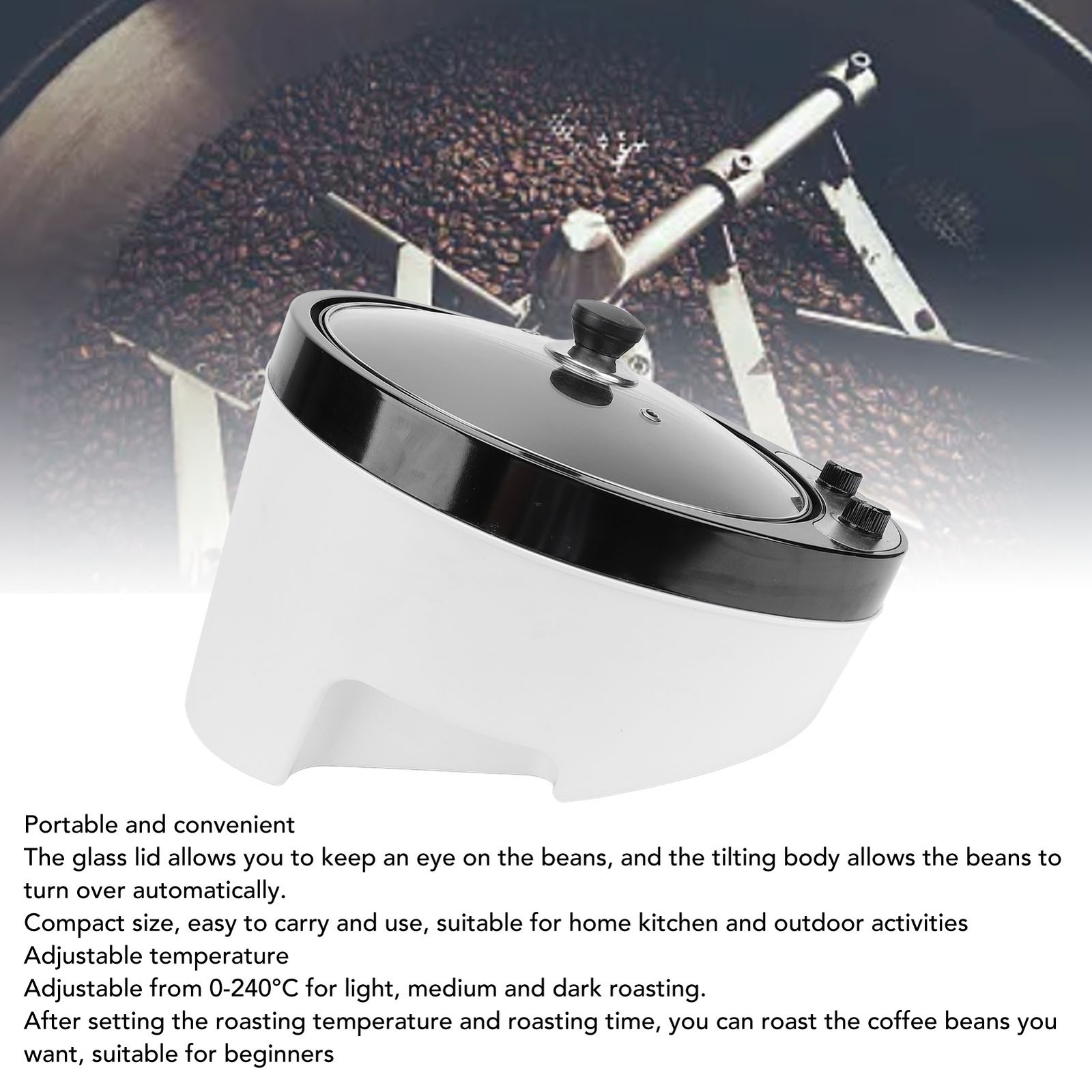 Coffee Roaster Machine Large Capacity 0‑240℃ Adjustment Efficient Roasting NTDN