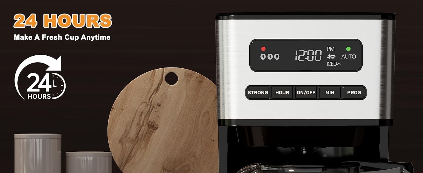 12 Cup Progrmable Coffee Maker, Hot and Iced Coffee Makers,
