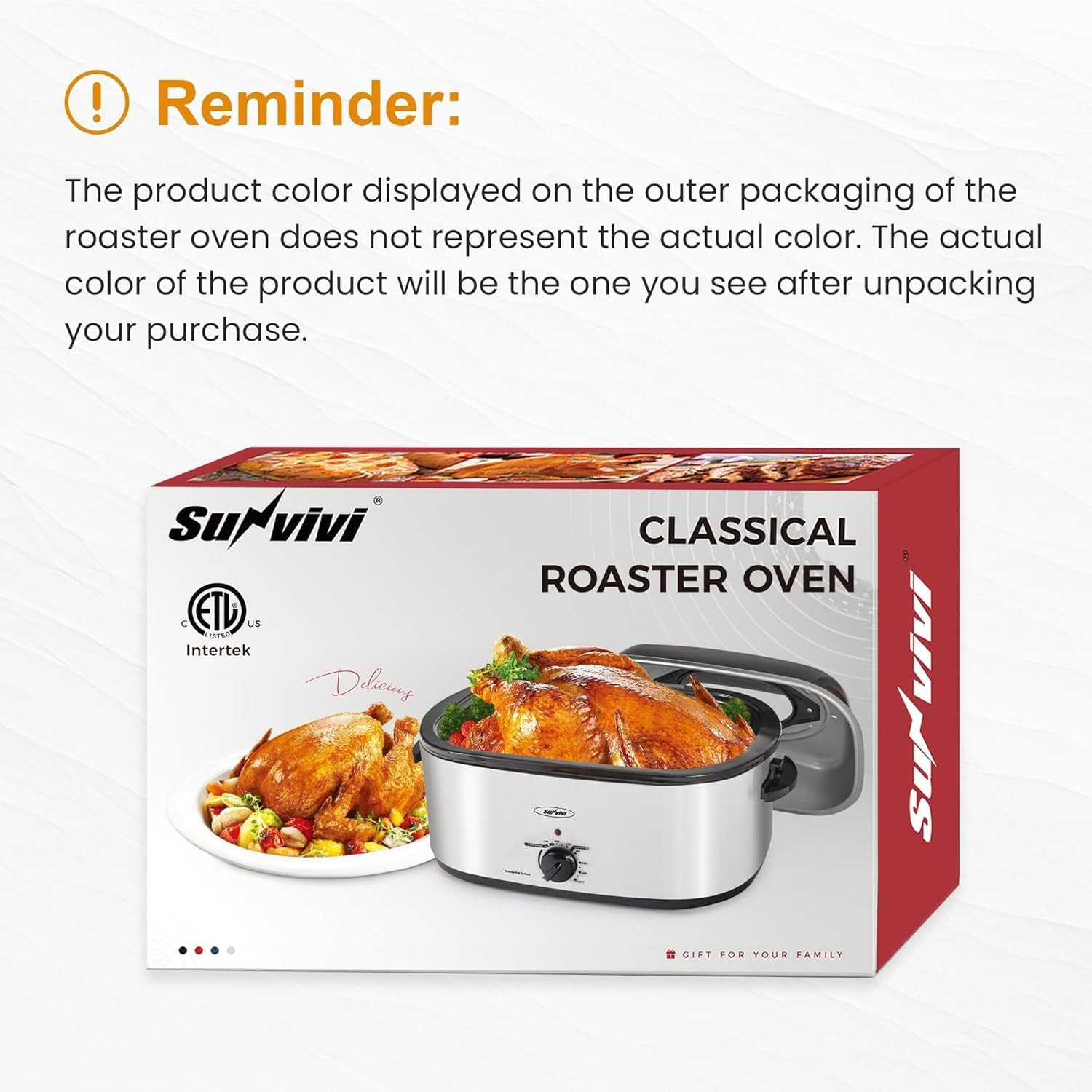 Sunvivi Electric Roaster20 Quart Roasting Oven Self-Basting Lid Removable