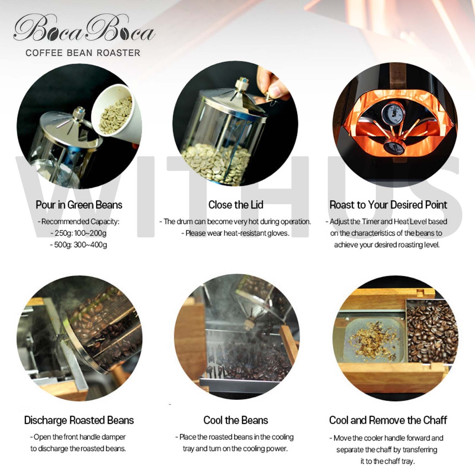 BocaBoca Coffee Bean Roaster 500 Roasting Machine Nuts Barista Home 110V / 220V