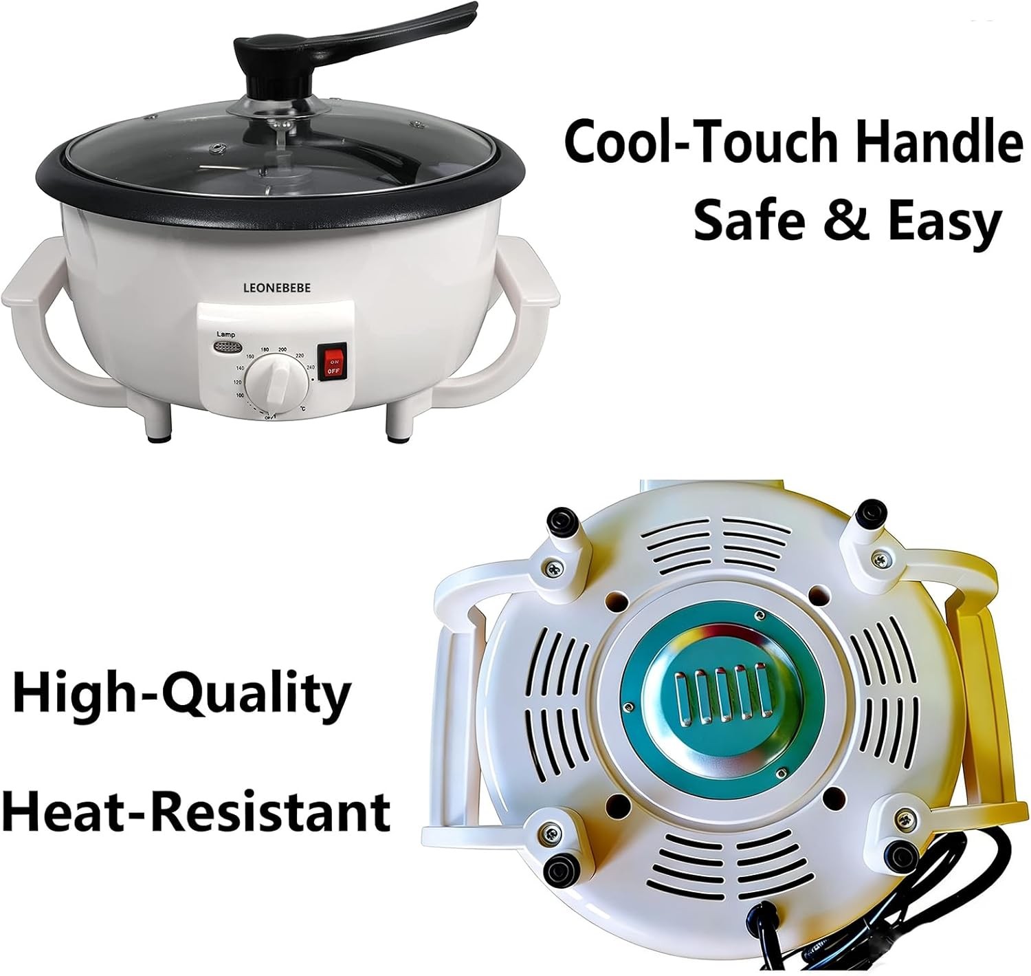 Home Coffee Roaster 750g, Adjustable 0-240°C, Smokefree, Easy Cleanup