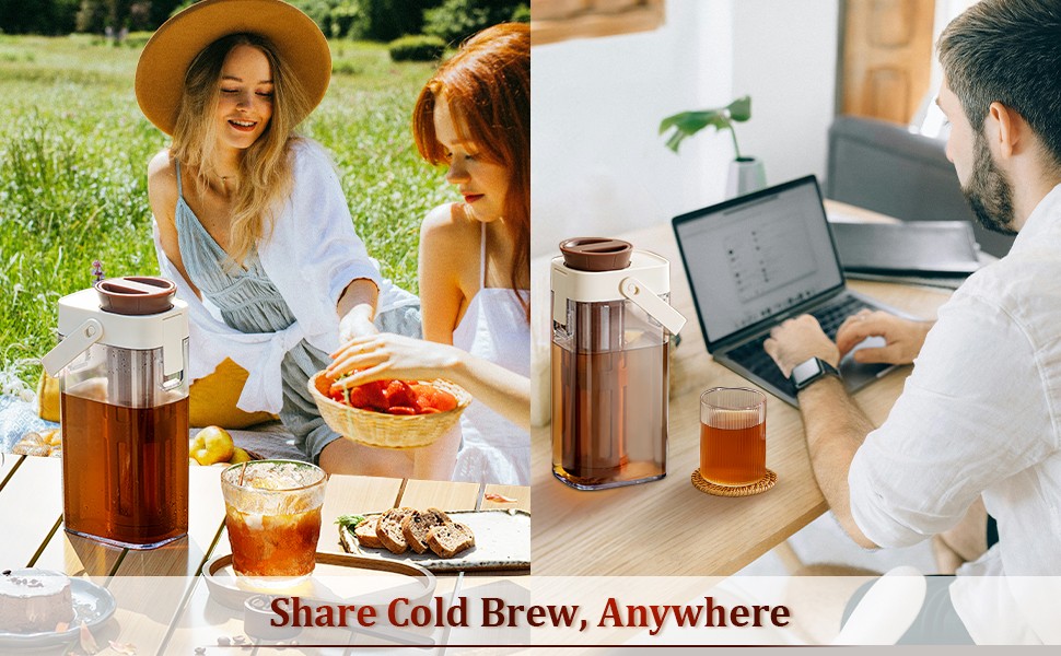 Cold Brew Coffee Maker, 1L/35oz Portable & Durable Iced Tea and Coffee