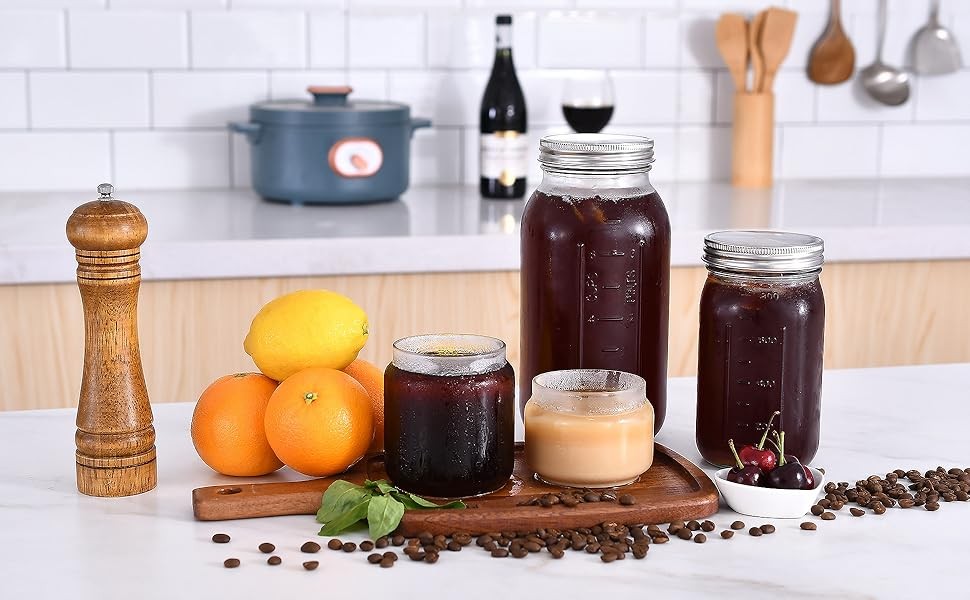 Cold Brew Coffee Maker for 2Quart/64ounce Wide Mouth Mason Jar-Iced