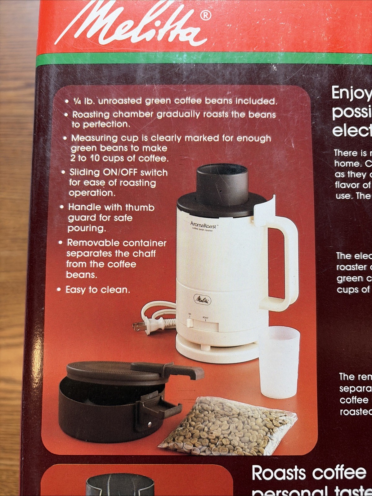 NIB VTG 80s Melitta Electric Coffee Bean Roaster AromaRoast Model CBR-10 NOS