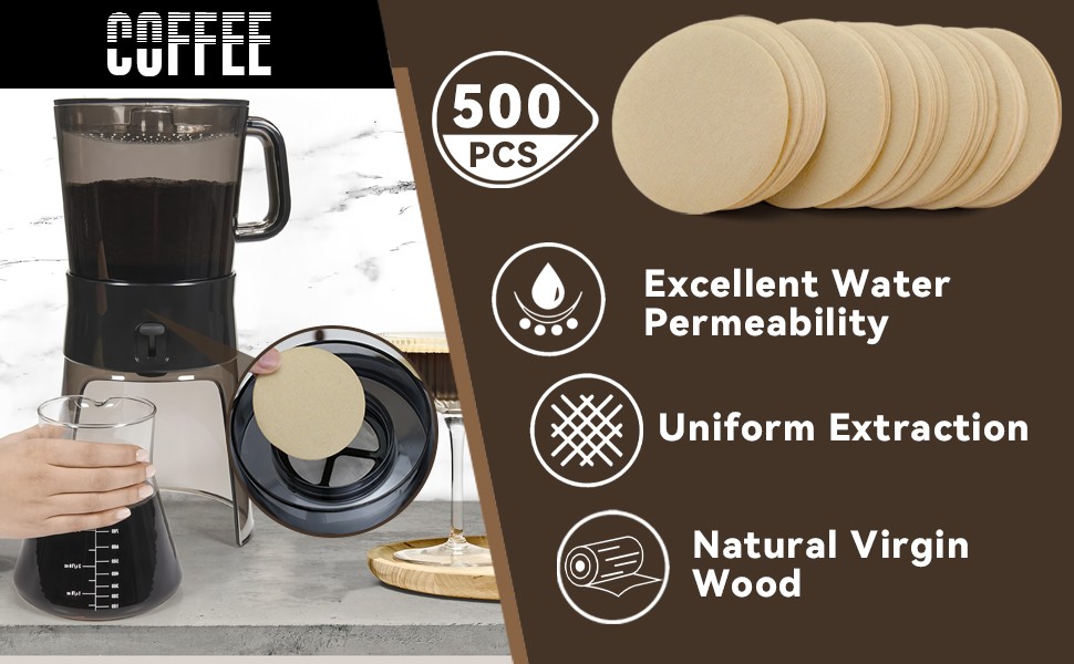 Paper Coffee s patible with Cold Brew Coffee Maker, 500 Pcs