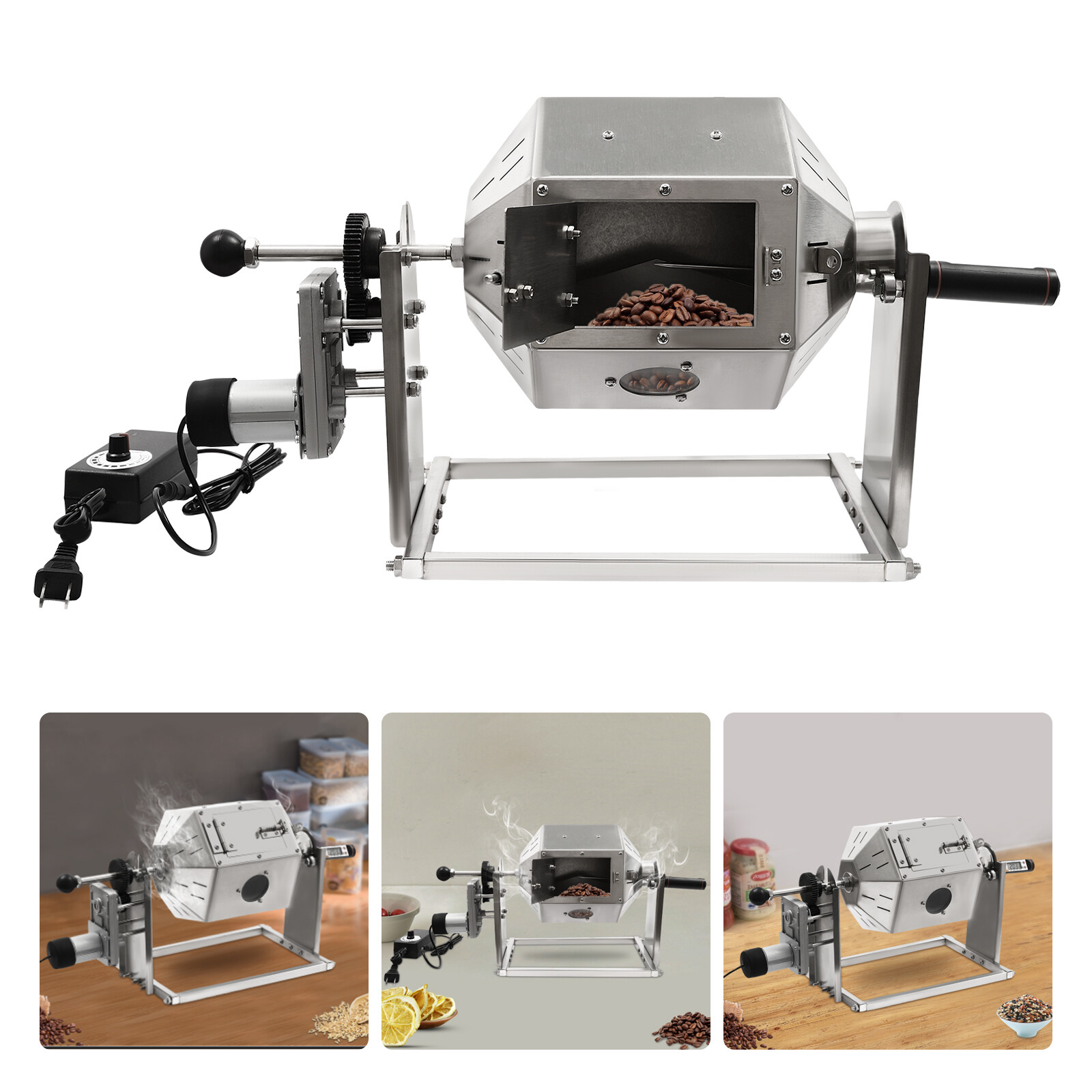 3.8L/3.45Qt Coffee Bean Roaster Commercial Coffee Bean Roaster Machine Drum Type