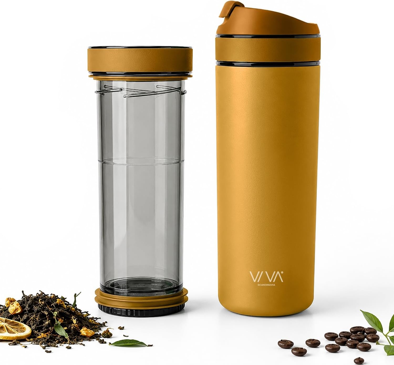 VIVA Rechar Tea Infuser Bottle, 16 oz Insulated Stainl Steel Travel