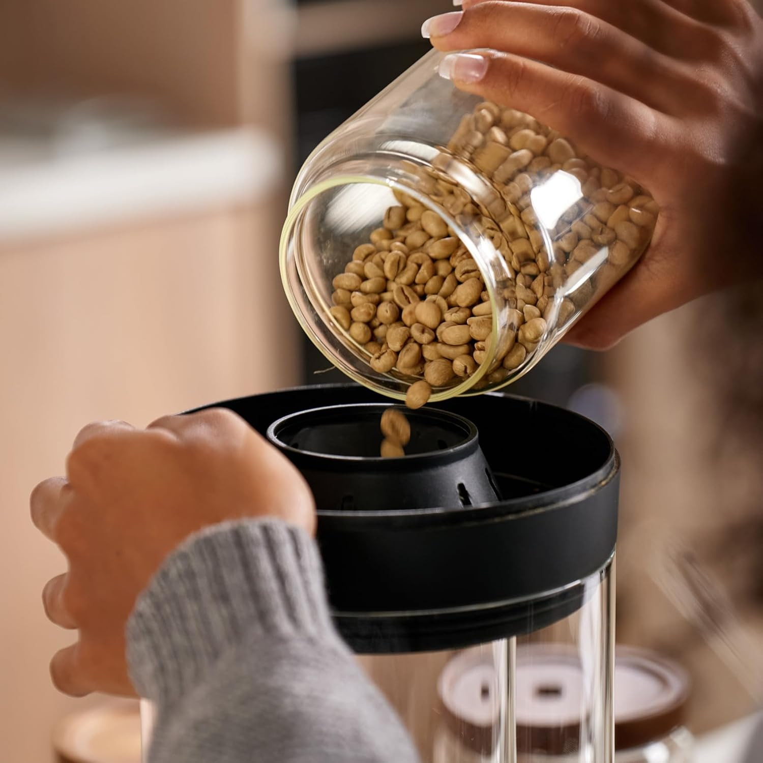 Smart Home Coffee Roaster with Digital Display & Auto-Cooling, 300G Capacity