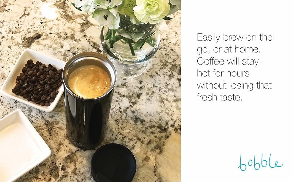 French Coffee Pre, On-The-Go use, Qui Brew, Slim Design,