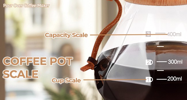 Pour Over Coffee Maker 800ml with 304 Stainl Steel Wooden Collar