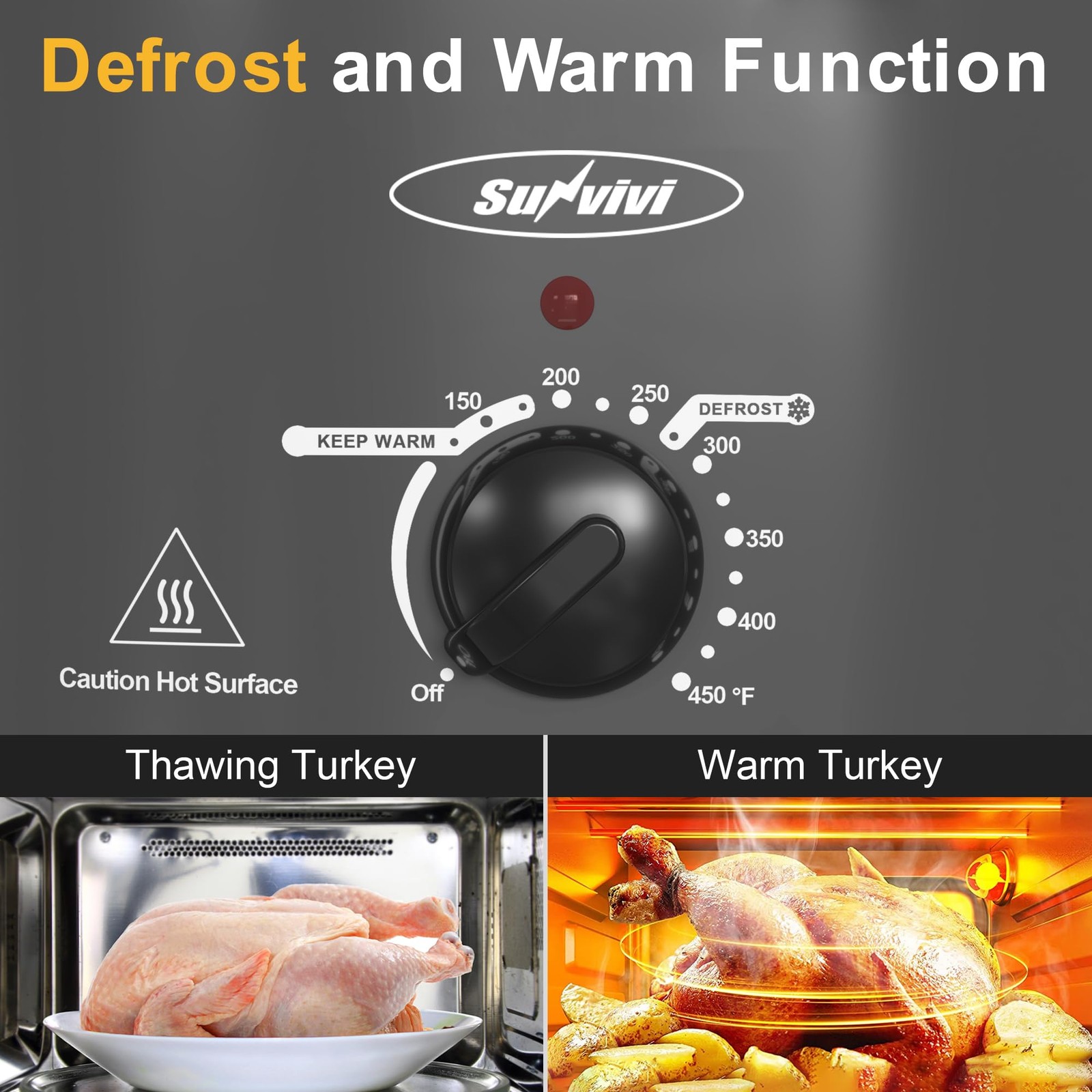 Sunvivi Roaster Oven Self-Basting Lid Electric 8-Quart Turkey Roaster Oven