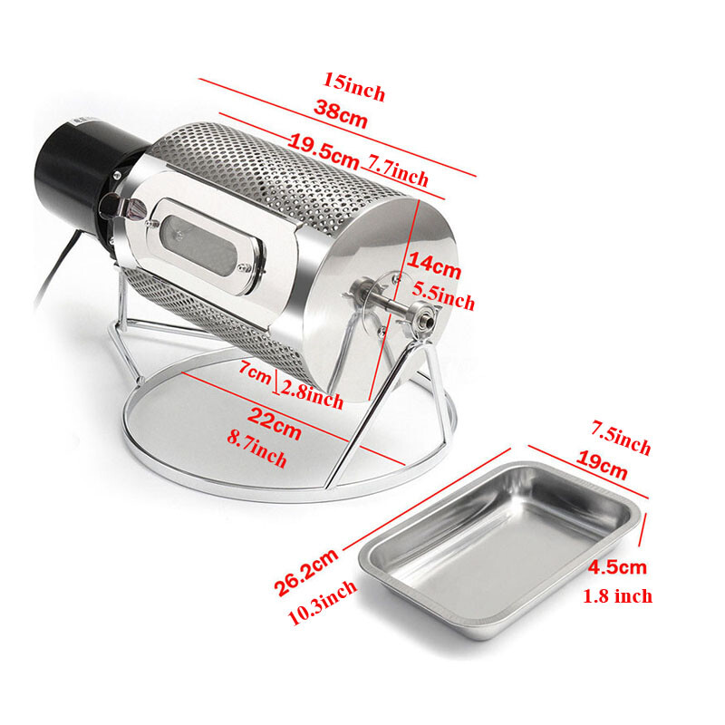 110V 220V Home Kitchen 250G Electric Coffee Bean Roaster Machine Stainless Steel