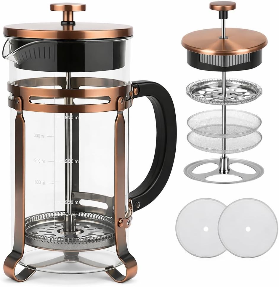 34oz French Pr Coffee Maker, Thiened Borosilicate Glass & 304
