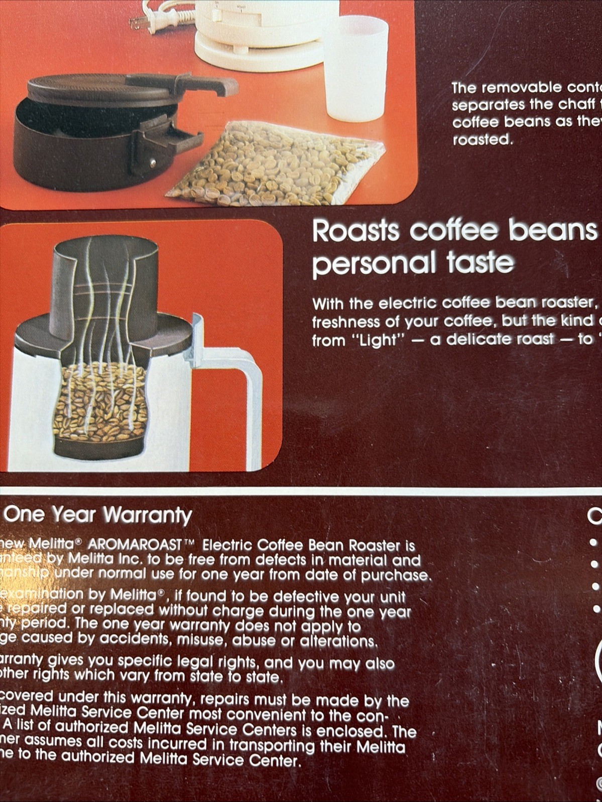 NIB VTG 80s Melitta Electric Coffee Bean Roaster AromaRoast Model CBR-10 NOS