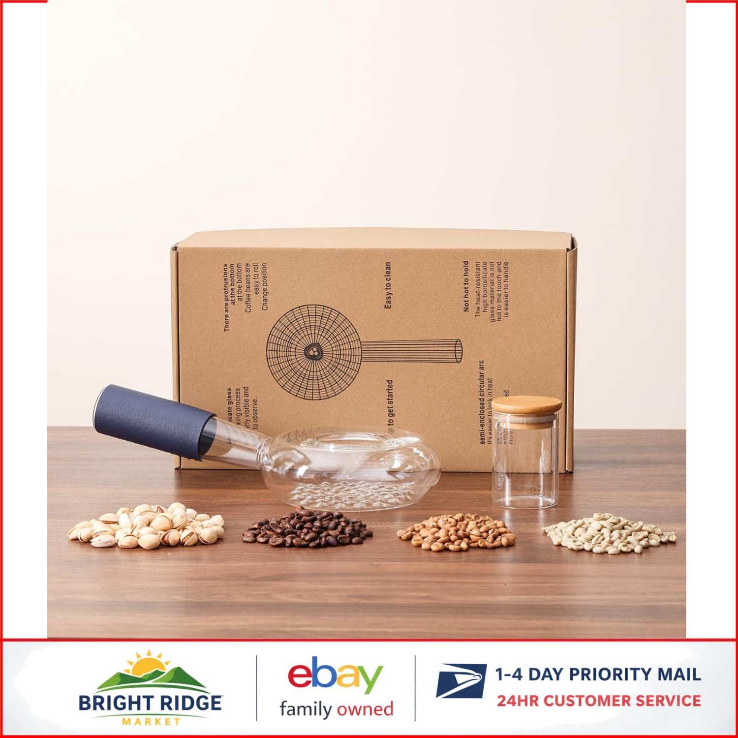 Stove-Safe Coffee Bean Roaster with Temperature Control & Transparent Design