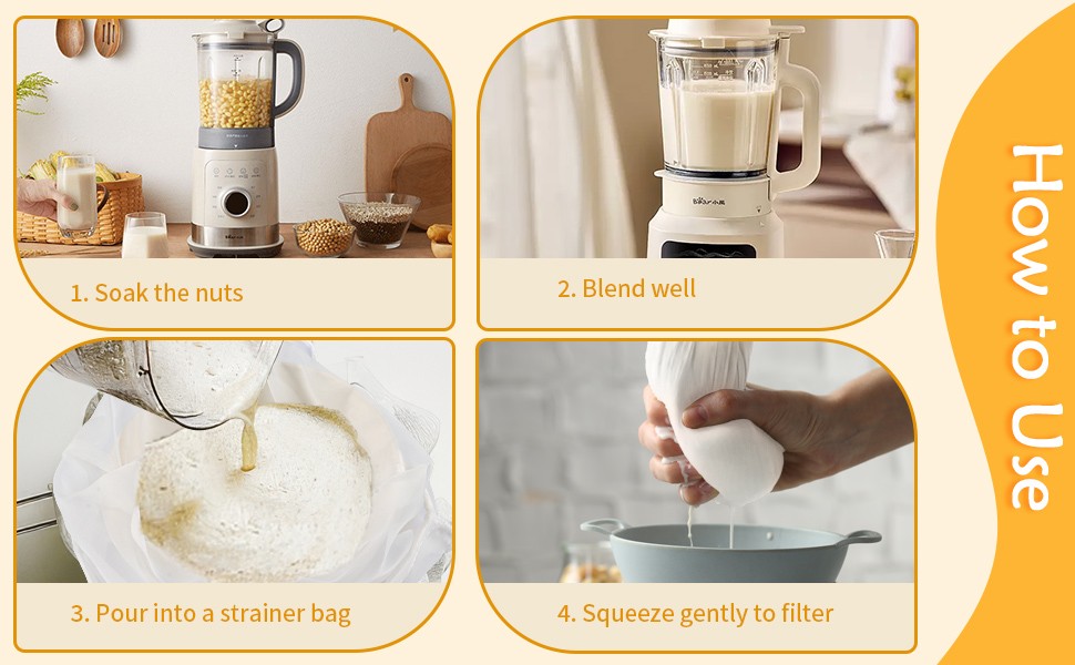 XL 4 Pcs Nut Milk Bag Reble, Grade 100, 12″ x 12″ Nut Bag