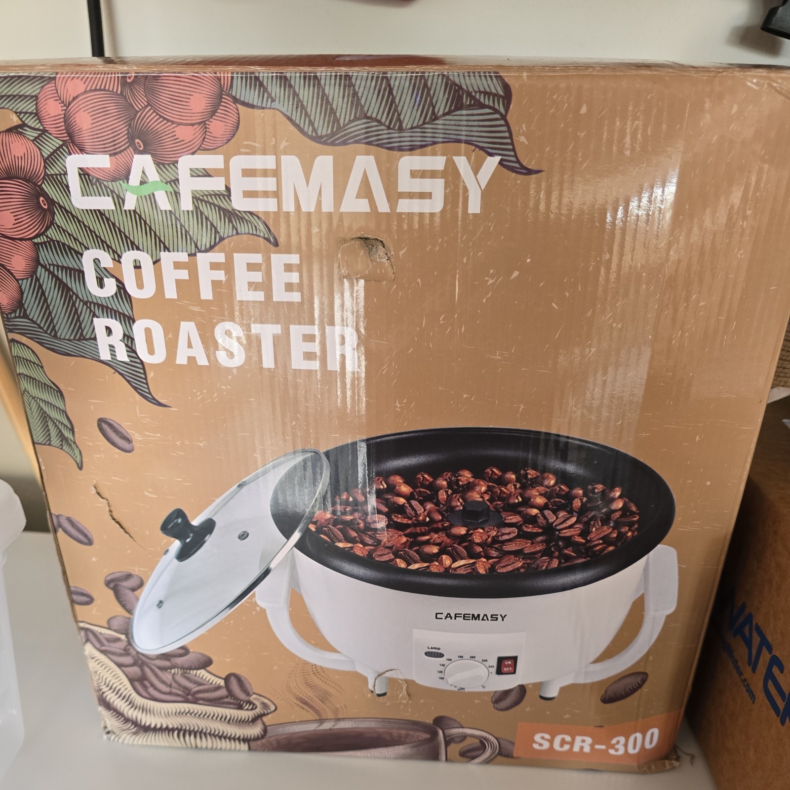 Cafemasy SCR-300 White Black Electric Coffee Roaster Machine Open Box
