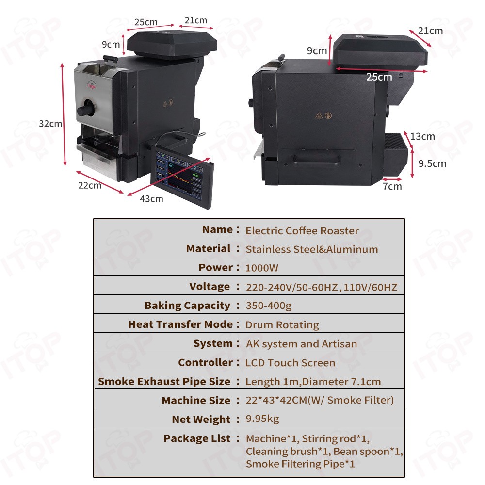 ITOP Espresso Bean Roaster Dual System Roasting Control with Connection Artisan