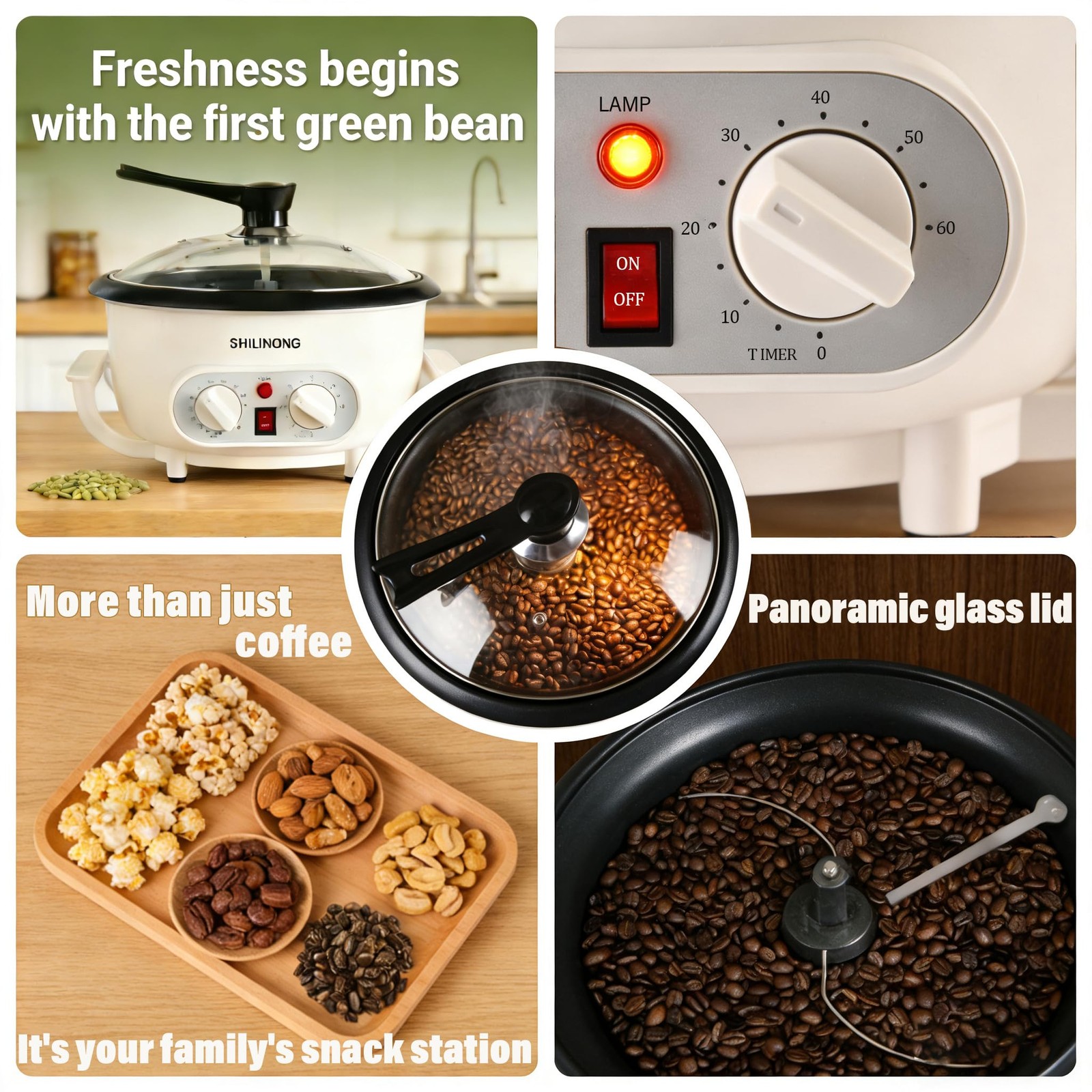 Coffee Roaster Machine for Home Use, 110V 1200W With Timer, 750g Large Capaci…