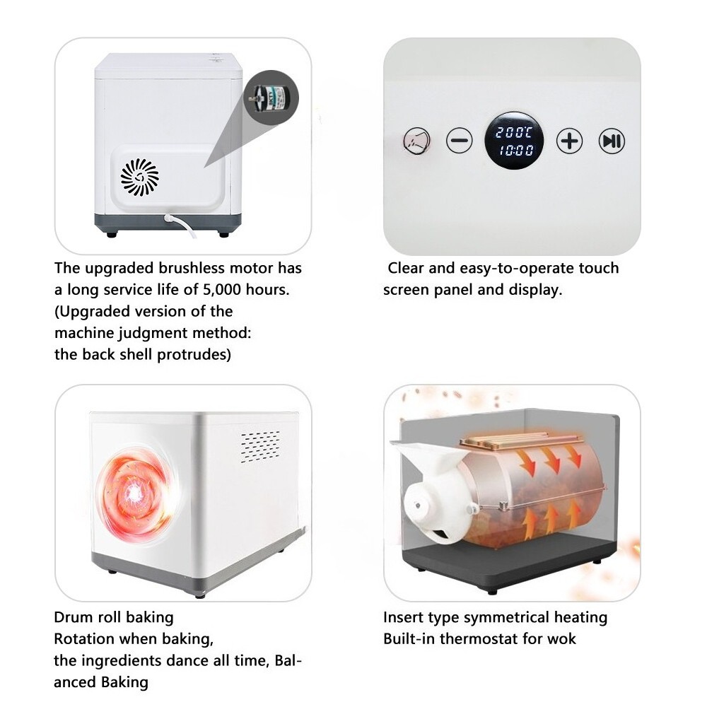 Small 1500g Baking Capacity Silent Motor Coffee Roaster 110V/220V Commercial