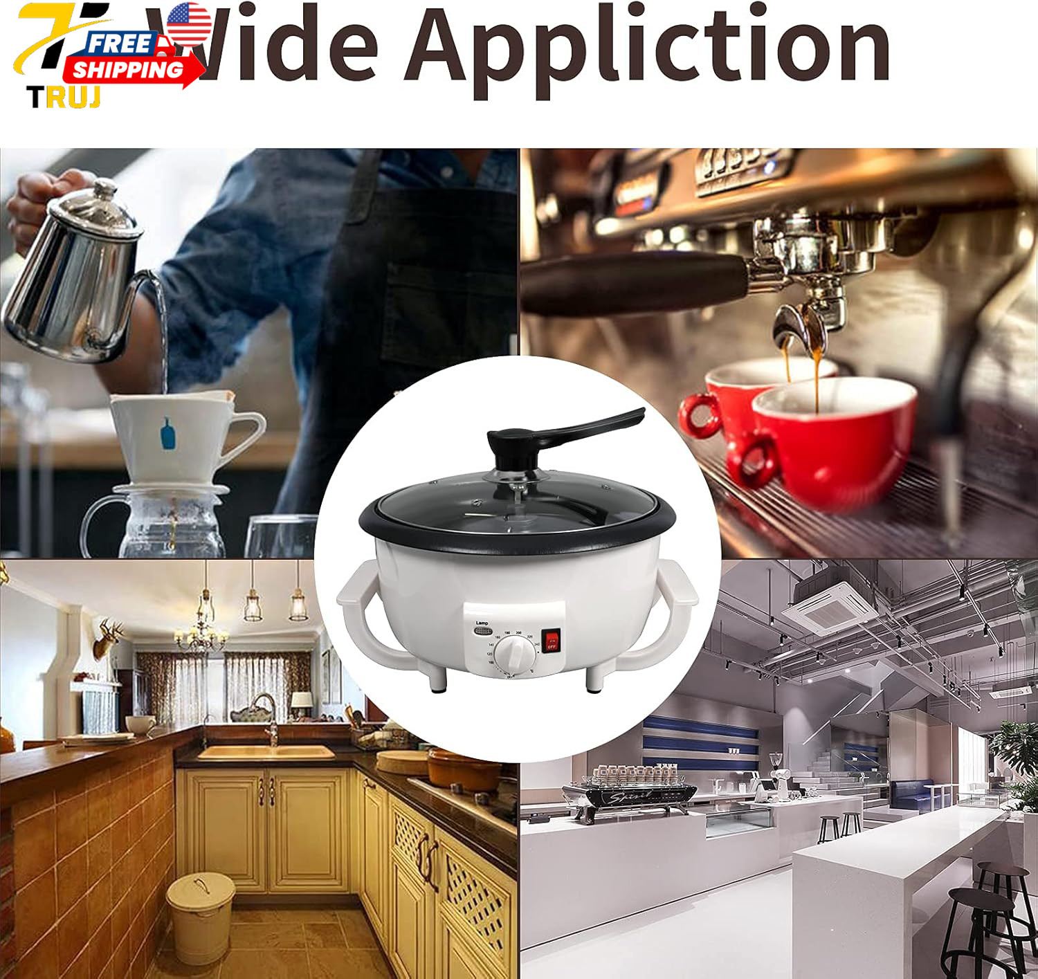 800G Home Coffee Roaster with Timer & Non-Stick 110V 1200W Power FREE SHIPPING