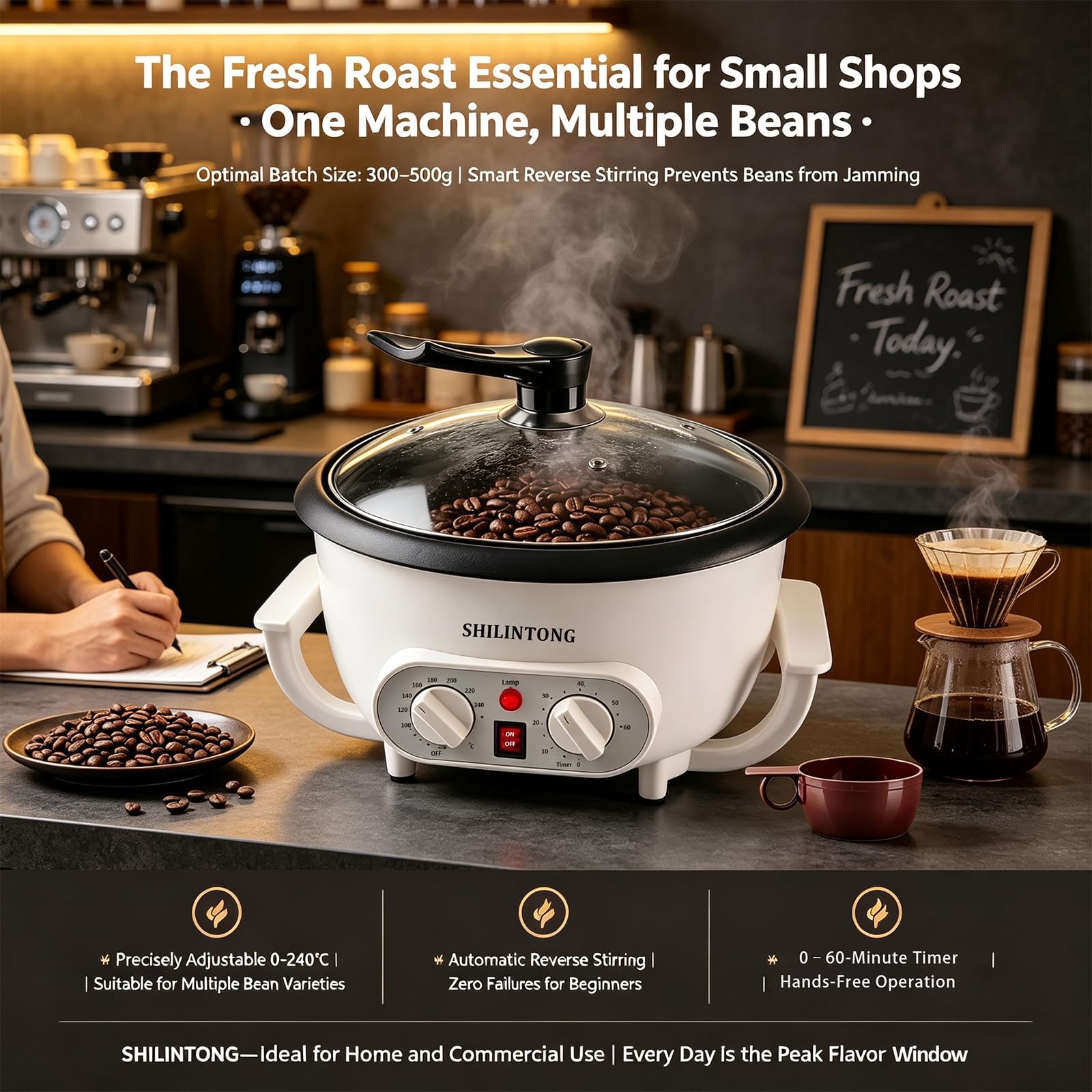 Coffee Roaster Machine for Home Use, 110V 1200W With Timer, 750g Large Capaci…
