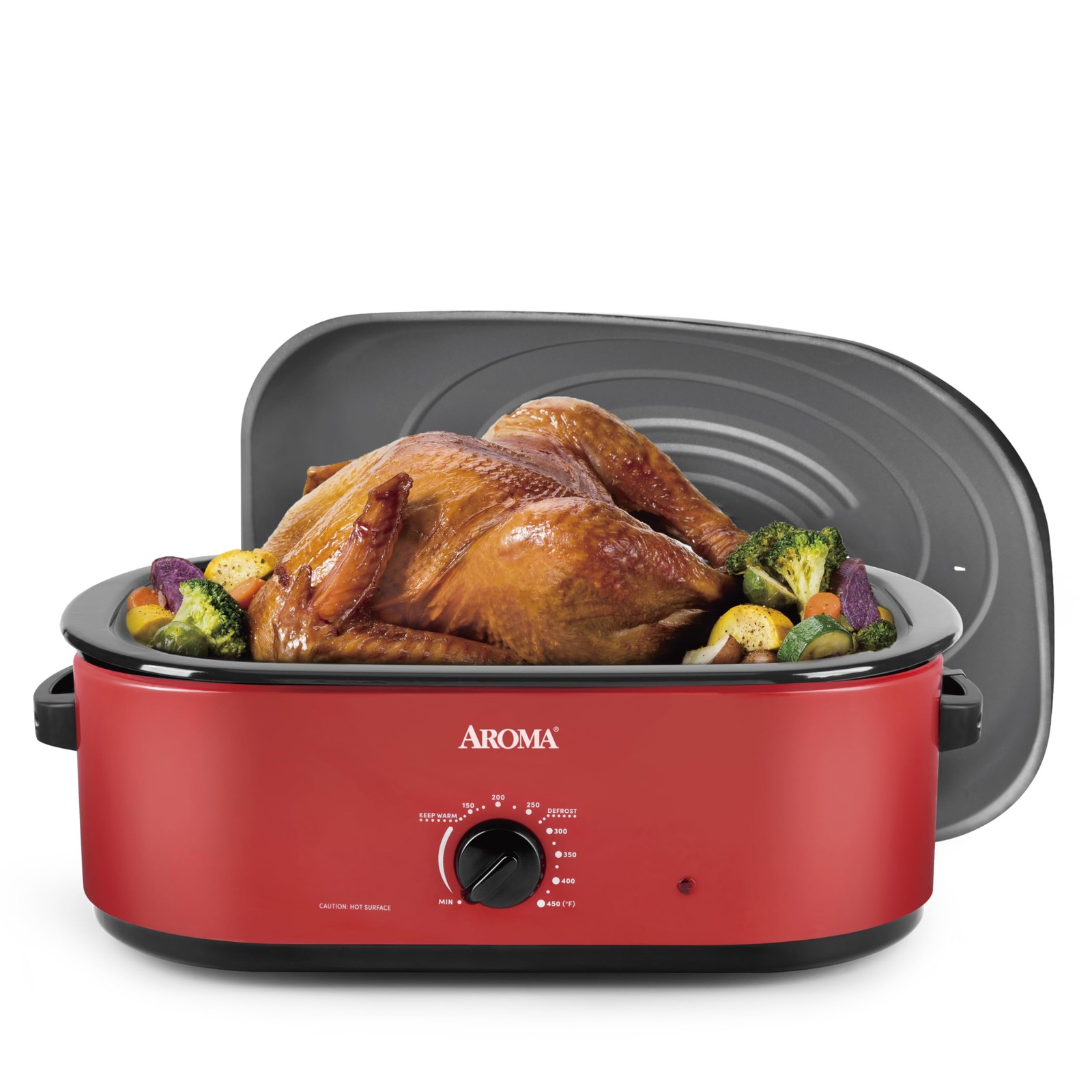 Aroma 18Qt. Roaster Oven Self-Basting Lid Fits 22-Lb. Turkey Adjustable
