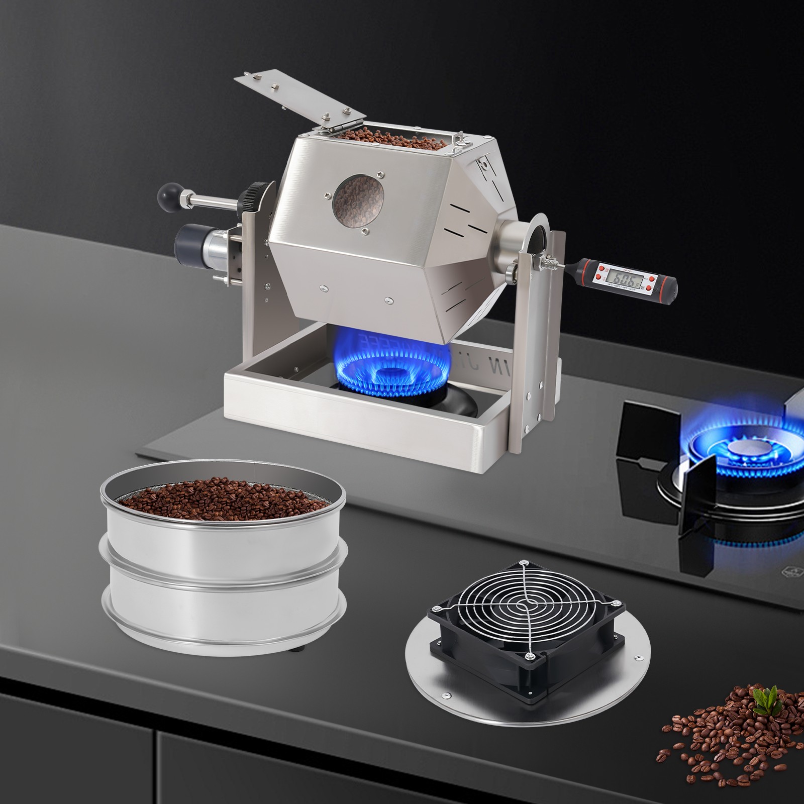 Coffee Bean Roaster Machine Drum Type, Coffee Bean Roaster + Coffee Bean Cooler