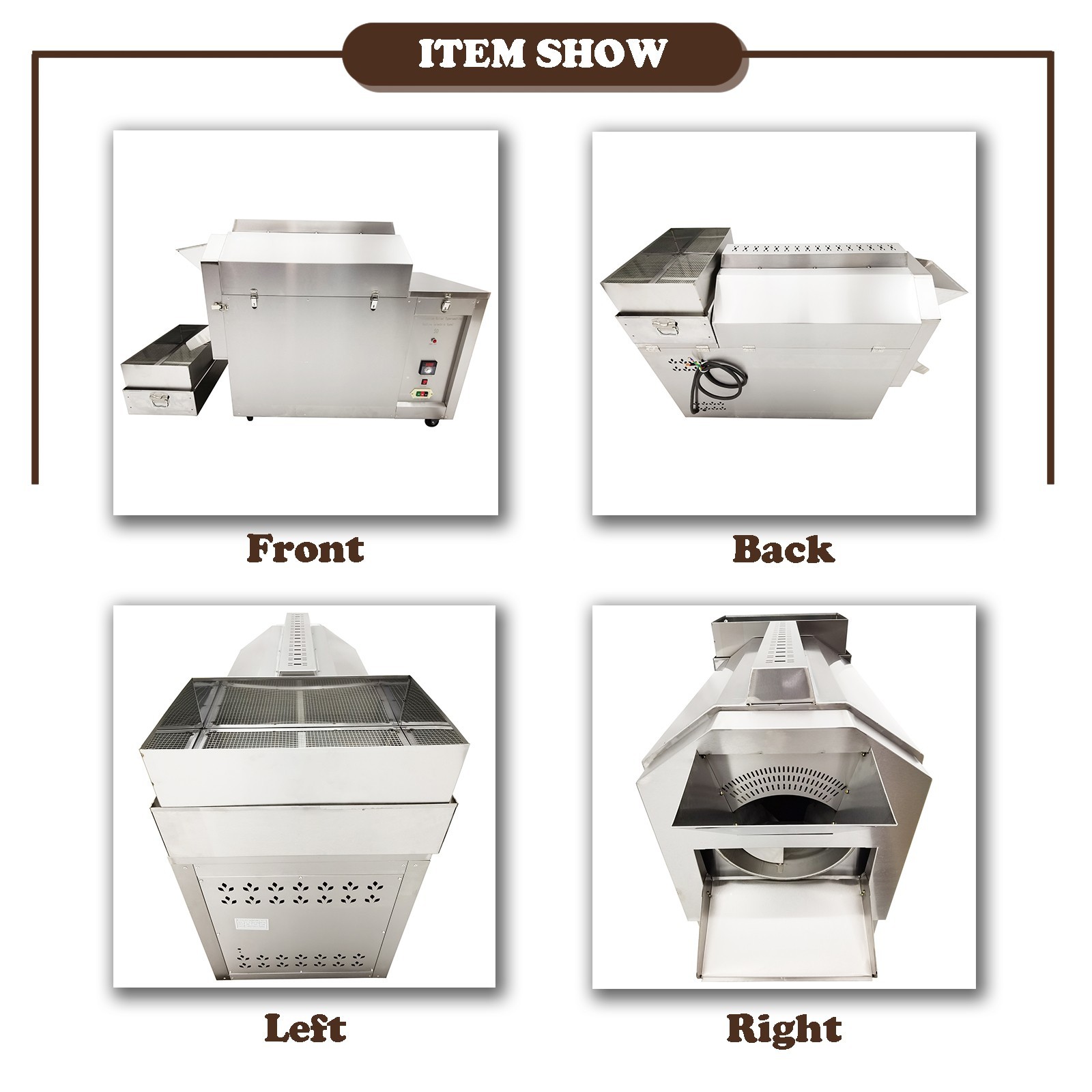 220V 3PH Coffee Bean Nut Drum Roasting Machine 6.5KW 25KG Auto Coffee Roaster