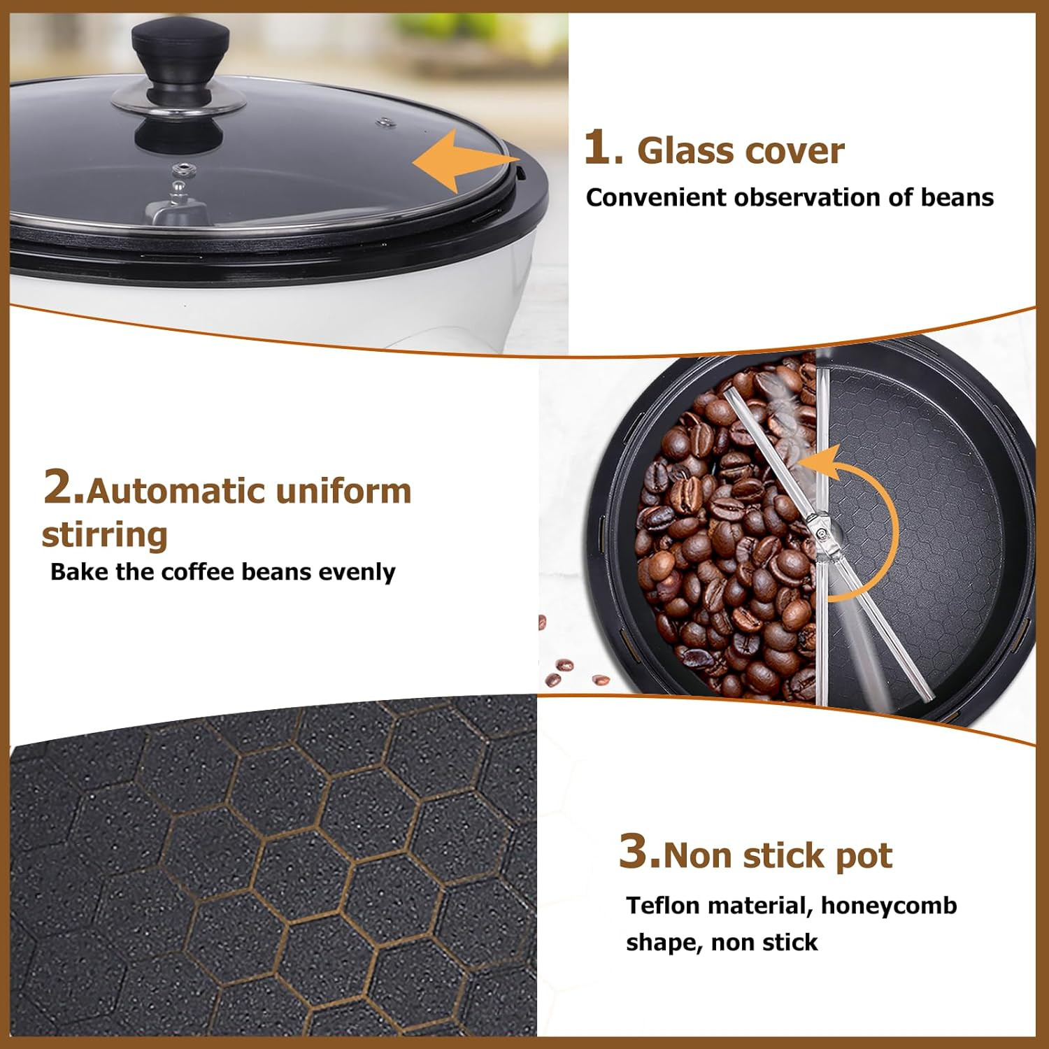 JIAWANSHUN Electric Coffee Bean Roaster Machine for Home Use,1.1Lb Capacity | wi