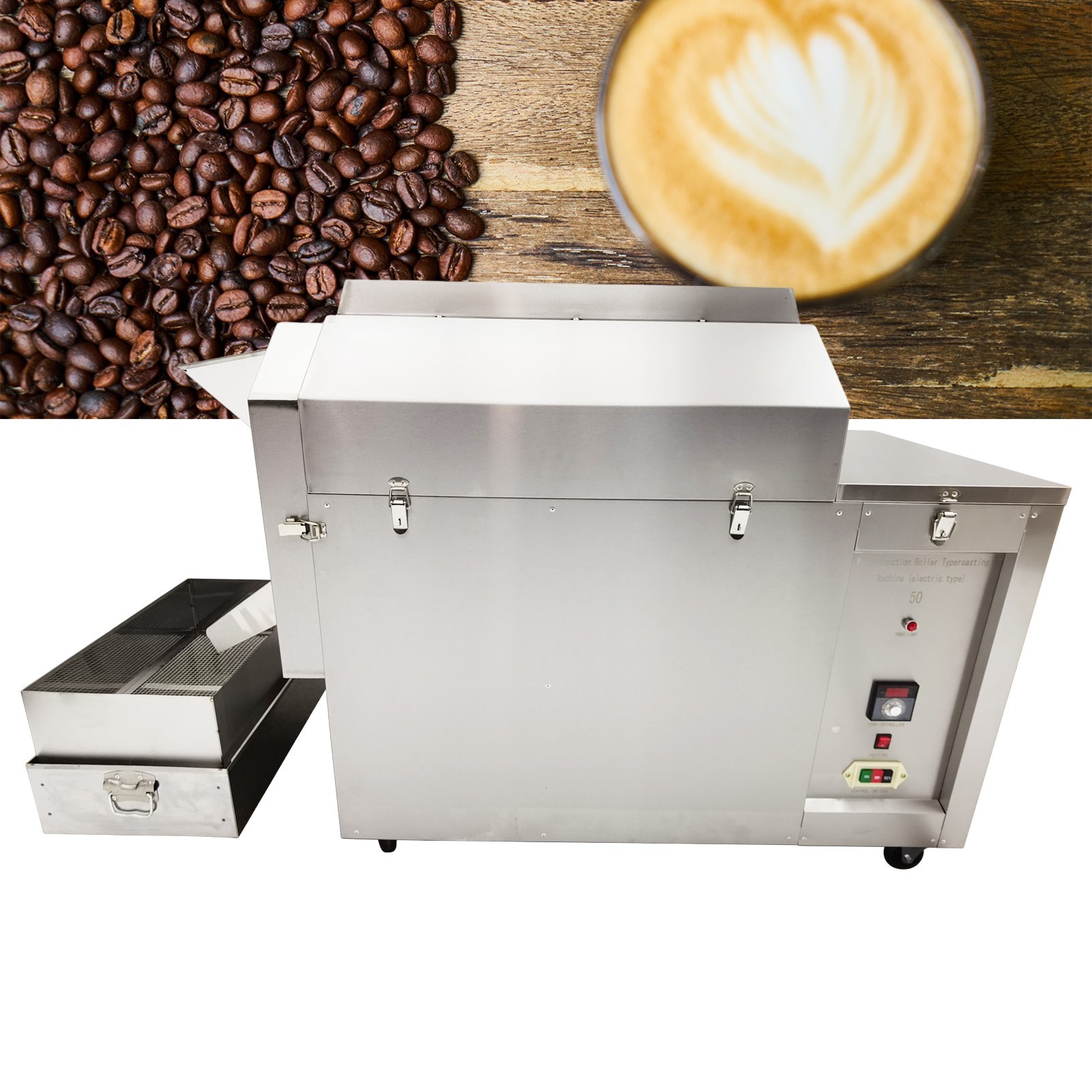 55 Lbs Commercial Electric Coffee Nut Roaster Stainless Steel Baked Bean Machine