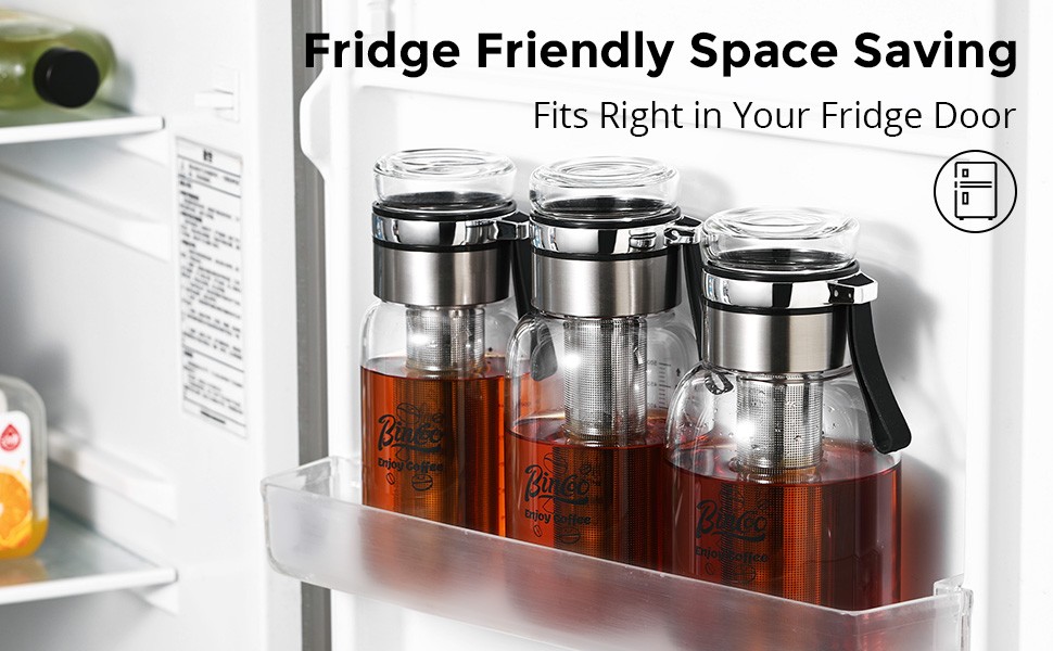 Glass Cold Brew Coffee Maker with Extended Fine Mesh , Tea