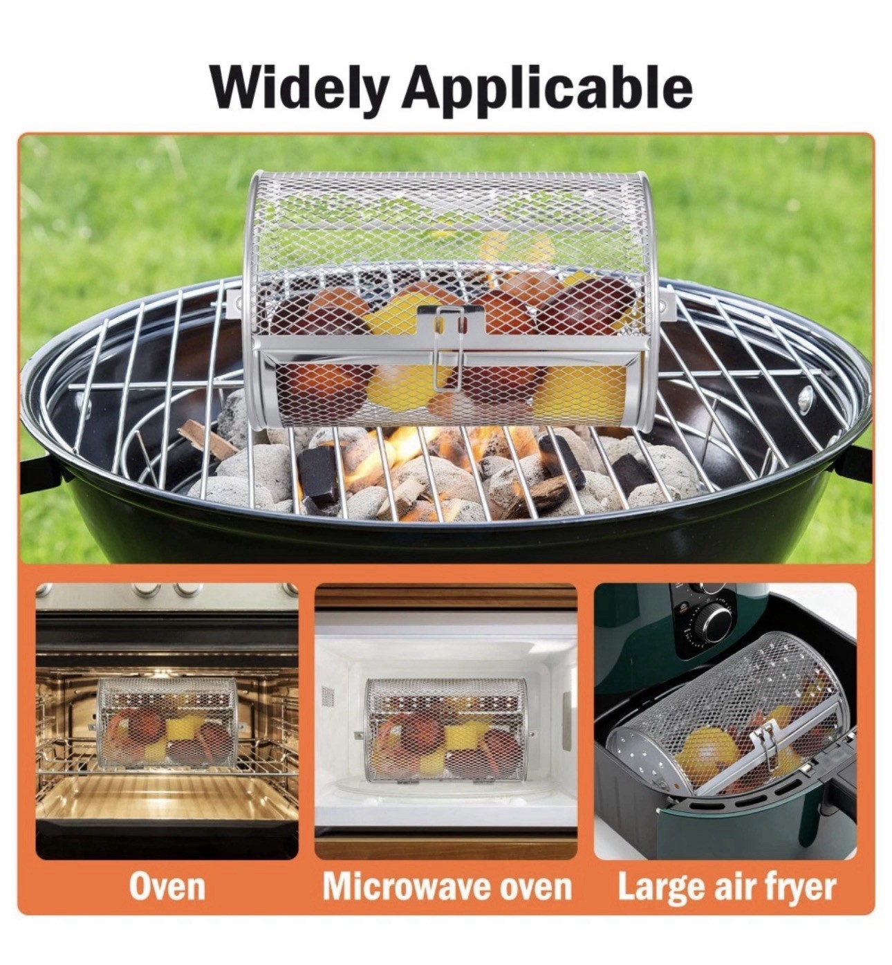 Electric Grill Rotisserie Oven Air Fry Basket Fryer Rotating Accessories Drum