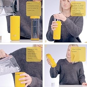 VIVA Rechar Tea Infuser Bottle, 16 oz Insulated Stainl Steel Travel