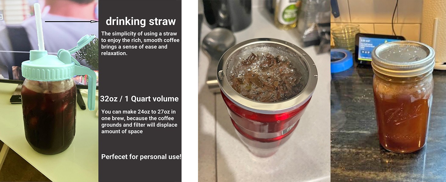 Cold Brew Coffee for 64oz / 2Quart Wide Mouth Mason Jar