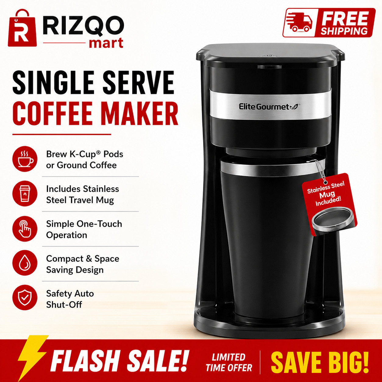 Mainstays Single Serve Dual Brew Coffee Maker K-Cup & Ground Coffee Black 202140