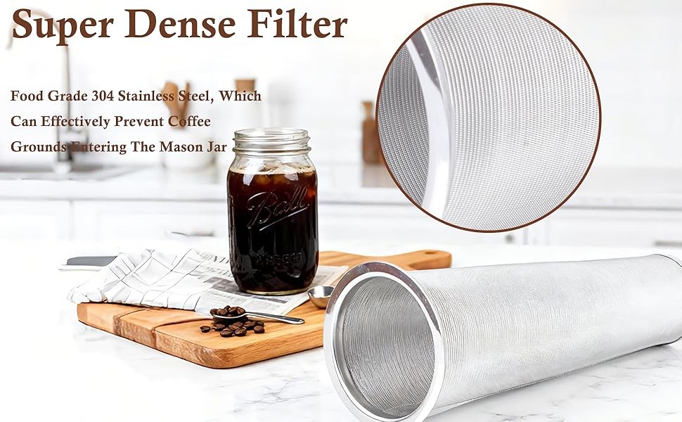 64 OZ Cold Brew Coffee Maker 2 Quart Mason Jar Glass Iced Tea Pitcher With