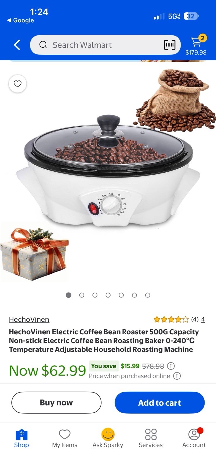 Coffee Roaster Electric Coffee Bean Roaster 0-240℃ Temperature Adjust & Timer