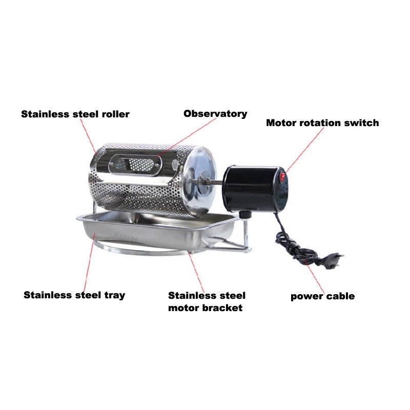 Electric Coffee Bean Roaster Stainless Steel Peanuts Pine Nuts Baking Machine