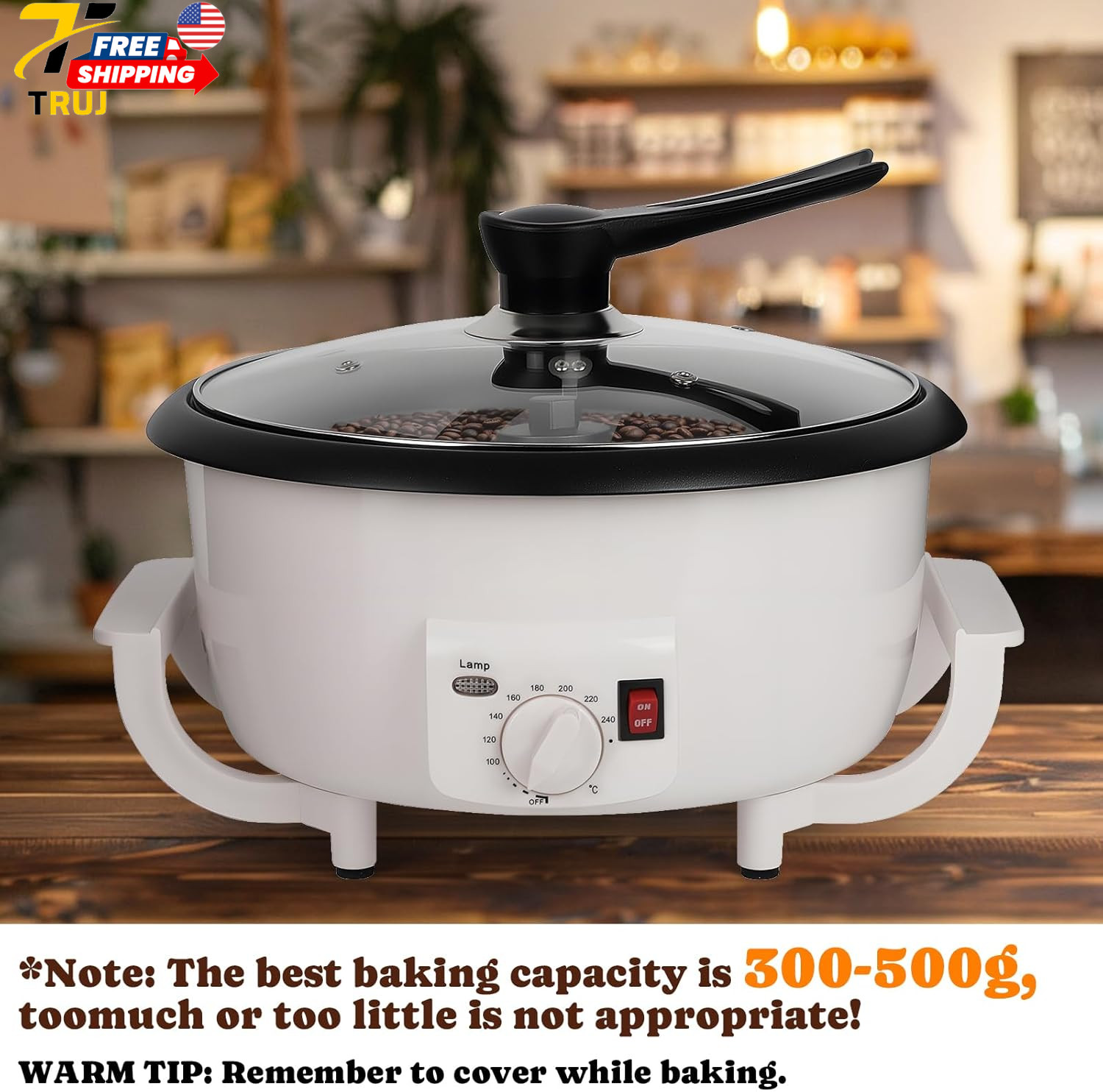 800G Home Coffee Roaster with Timer & Non-Stick 110V 1200W Power FREE SHIPPING