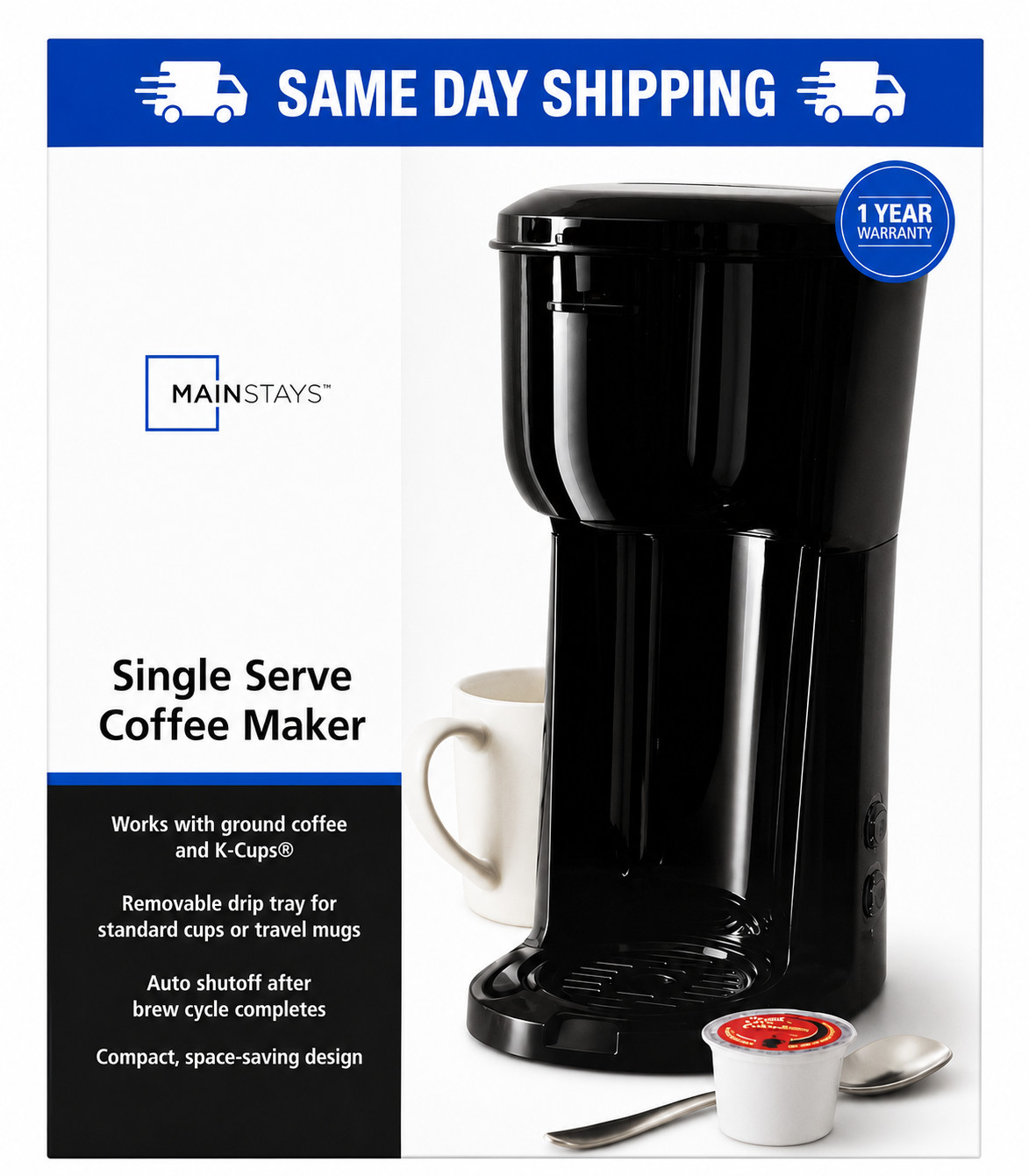 Mainstays Single Serve Dual Brew Coffee Maker K-Cup & Ground Coffee Black 202140